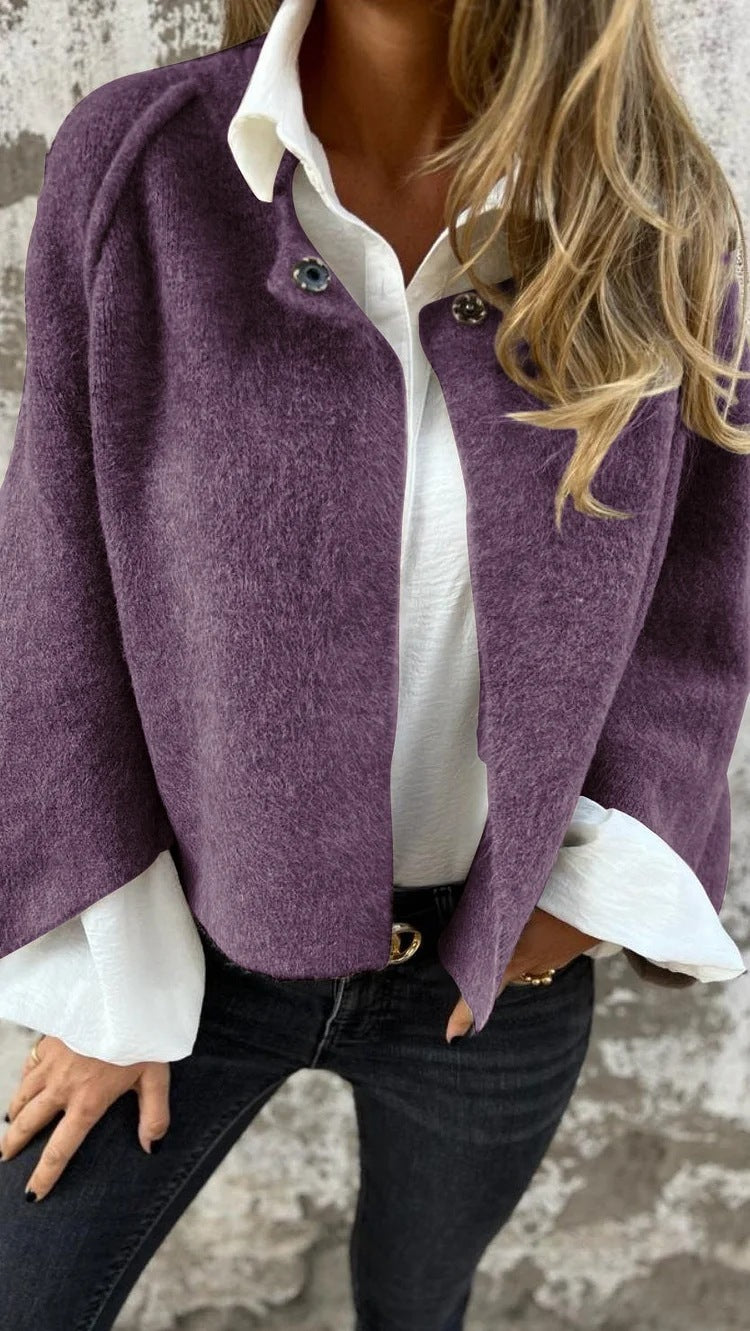 Dames Vleermuismouw Vest Herfst en Winter Ruimvallende Korte Kasjmierjas - PrizQ