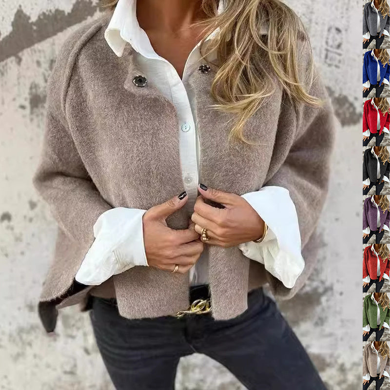 Dames Vleermuismouw Vest Herfst en Winter Ruimvallende Korte Kasjmierjas - PrizQ