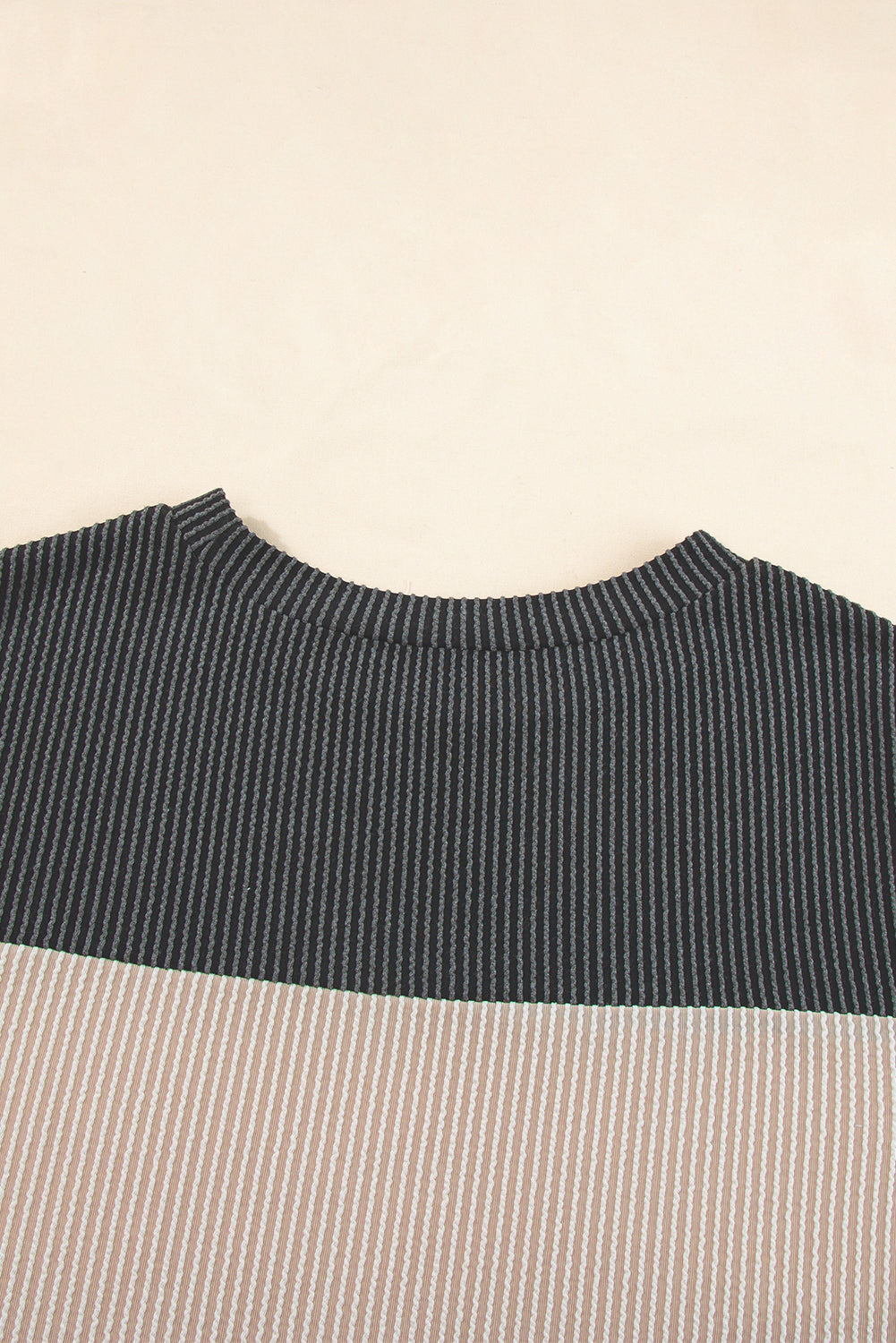 Black Rib Textured Colorblock T Shirt - PrizQ