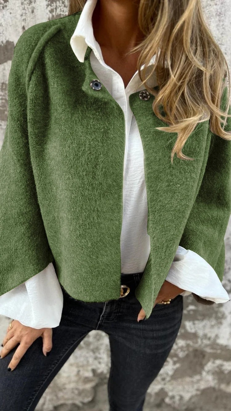 Dames Vleermuismouw Vest Herfst en Winter Ruimvallende Korte Kasjmierjas - PrizQ