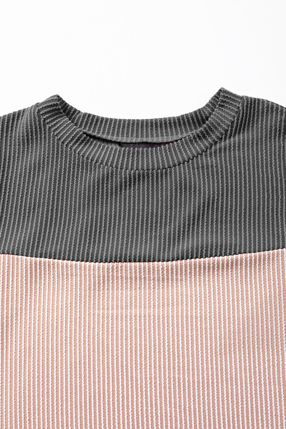 Black Rib Textured Colorblock T Shirt - PrizQ