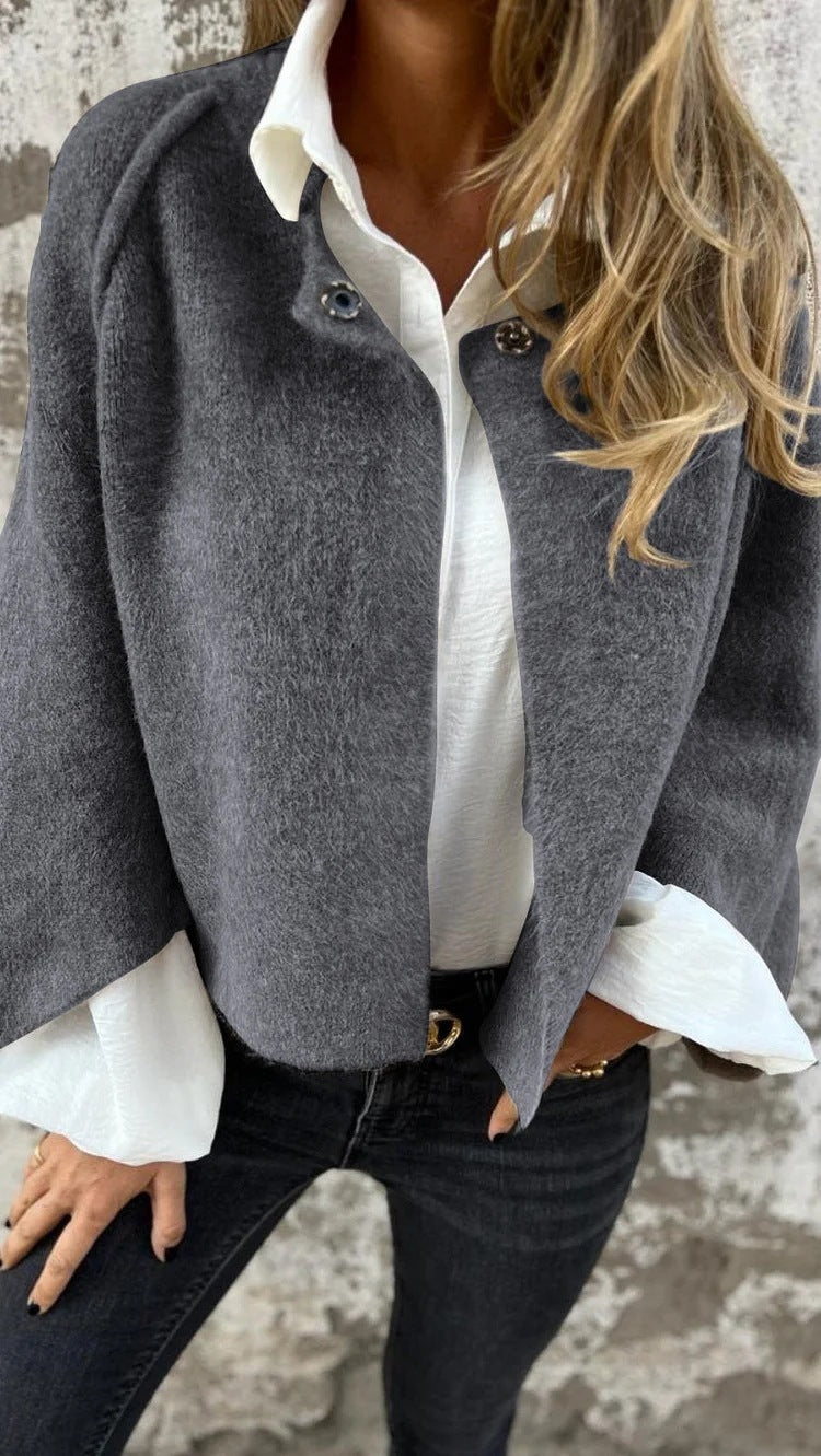 Dames Vleermuismouw Vest Herfst en Winter Ruimvallende Korte Kasjmierjas - PrizQ