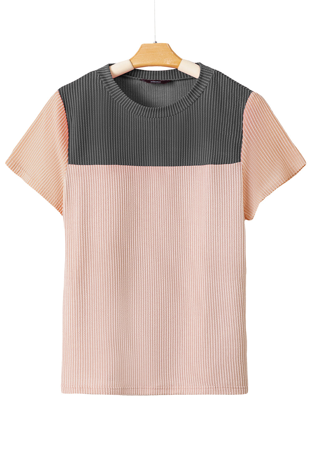 Black Rib Textured Colorblock T Shirt - PrizQ