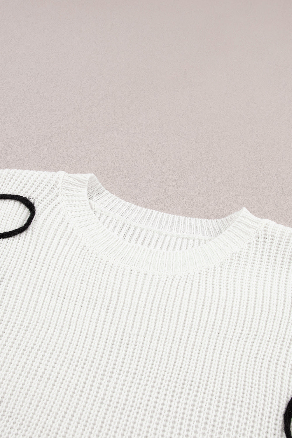 White Flower Embroidery Sweater Top - PrizQ