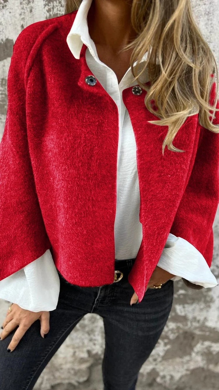 Dames Vleermuismouw Vest Herfst en Winter Ruimvallende Korte Kasjmierjas - PrizQ