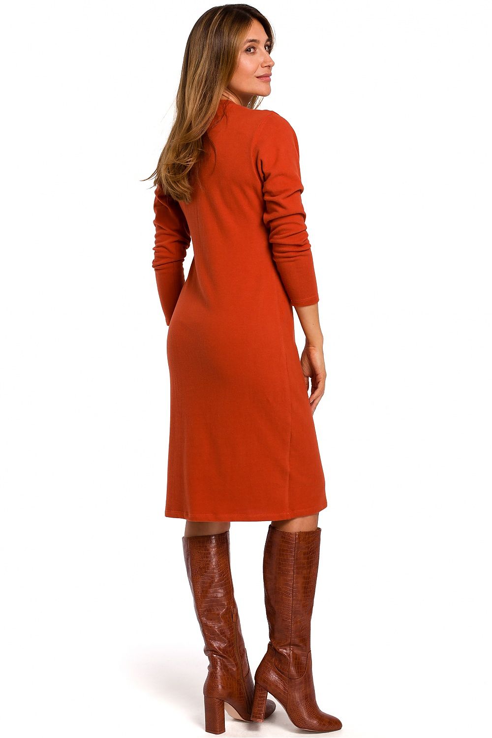 Lina Cotton Midi Dress ā Eenvoudige midi jurk voor dagelijkse styling in dun katoenen breiwerk.