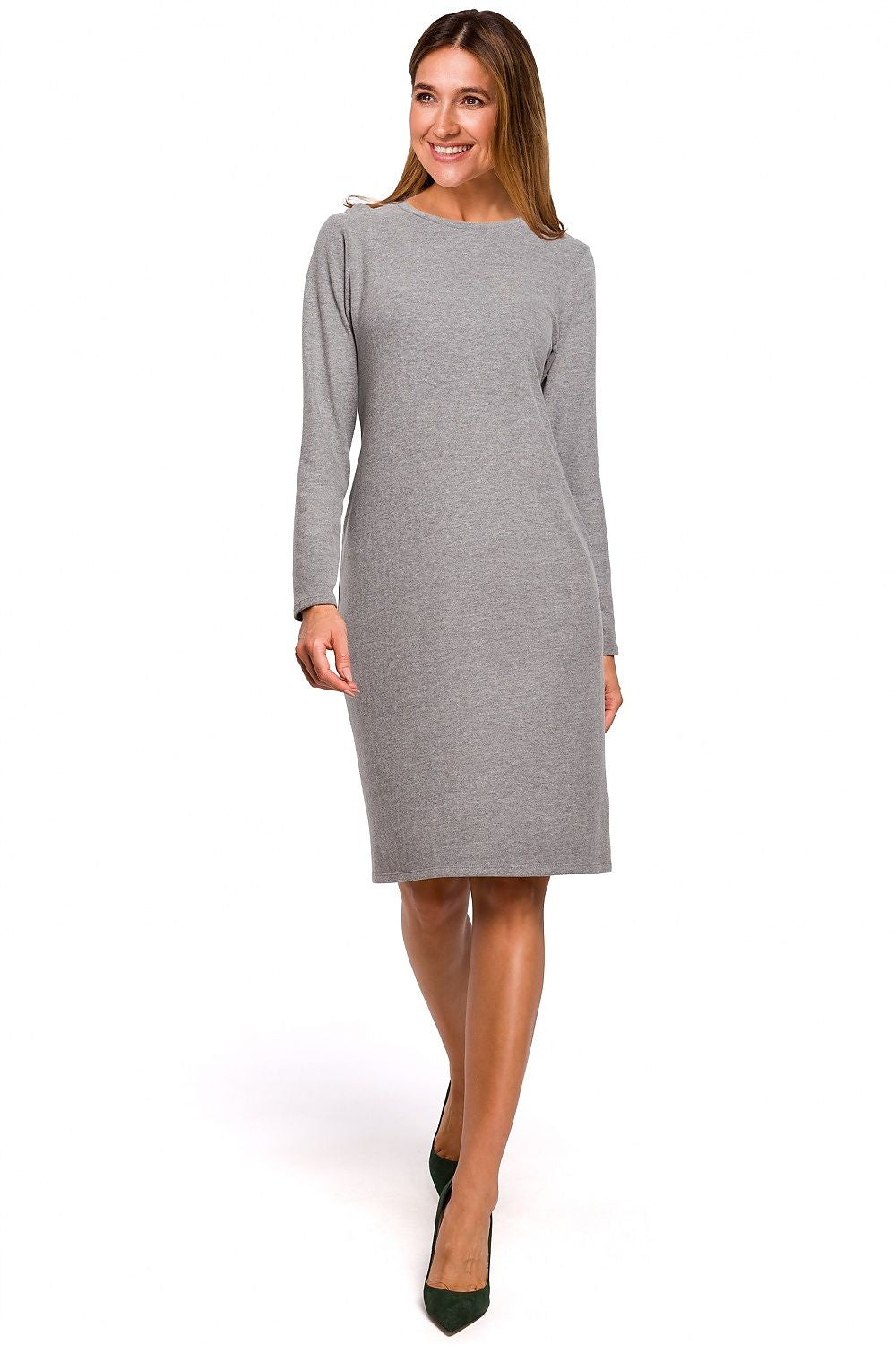 Lina Cotton Midi Dress ā Eenvoudige midi jurk voor dagelijkse styling in dun katoenen breiwerk.