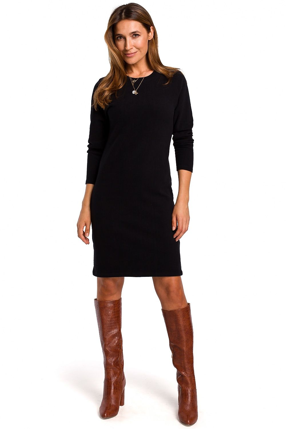 Lina Cotton Midi Dress ā Eenvoudige midi jurk voor dagelijkse styling in dun katoenen breiwerk.