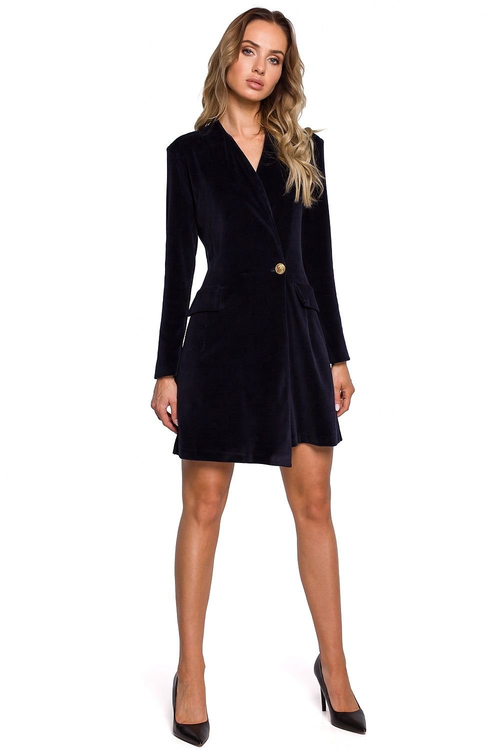 VelourÉclat Tailored Muse jurk in aubergine – jasachtige snit en luxe velours voor werk of feest