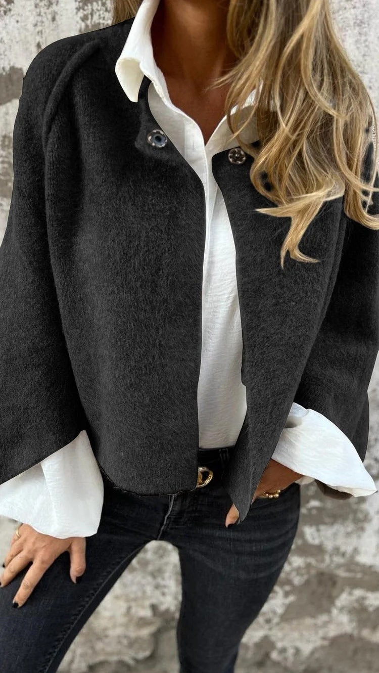 Dames Vleermuismouw Vest Herfst en Winter Ruimvallende Korte Kasjmierjas - PrizQ
