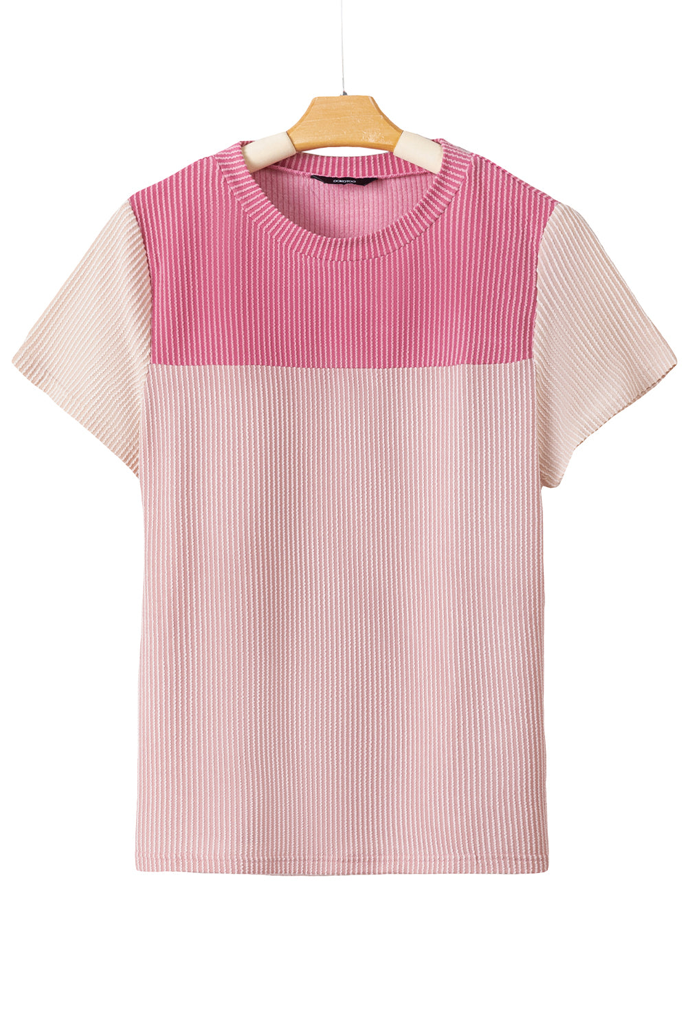 Black Rib Textured Colorblock T Shirt - PrizQ