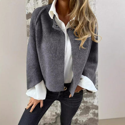 Dames Vleermuismouw Vest Herfst en Winter Ruimvallende Korte Kasjmierjas - PrizQ