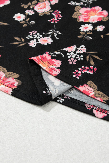 Beige tanktop met bloemenprint en kruislings straps-detail - PrizQ