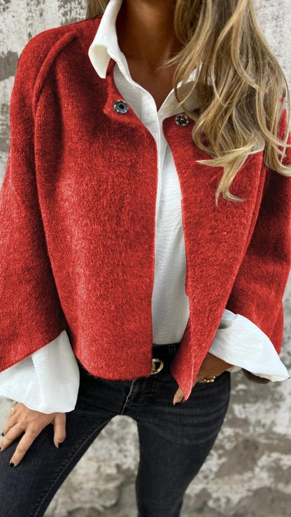 Dames Vleermuismouw Vest Herfst en Winter Ruimvallende Korte Kasjmierjas - PrizQ