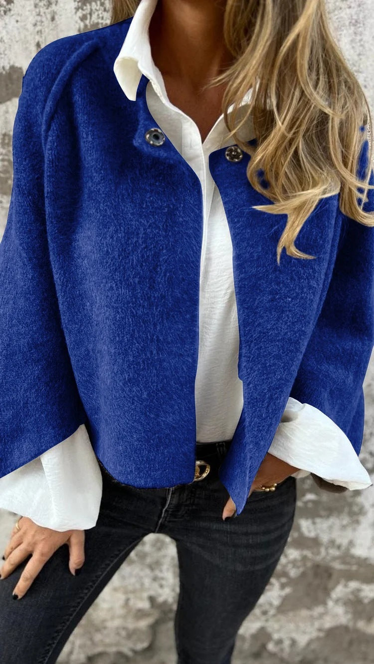 Dames Vleermuismouw Vest Herfst en Winter Ruimvallende Korte Kasjmierjas - PrizQ