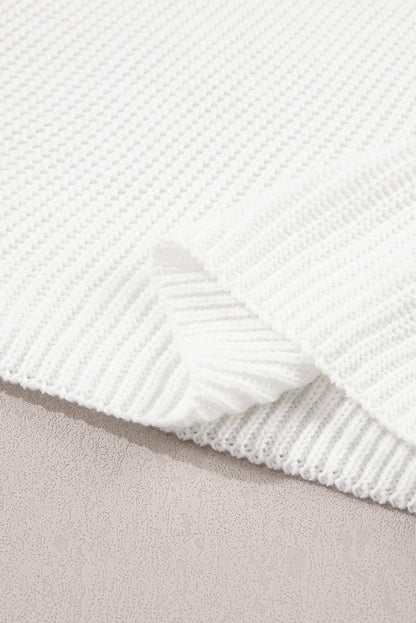 White Flower Embroidery Sweater Top - PrizQ
