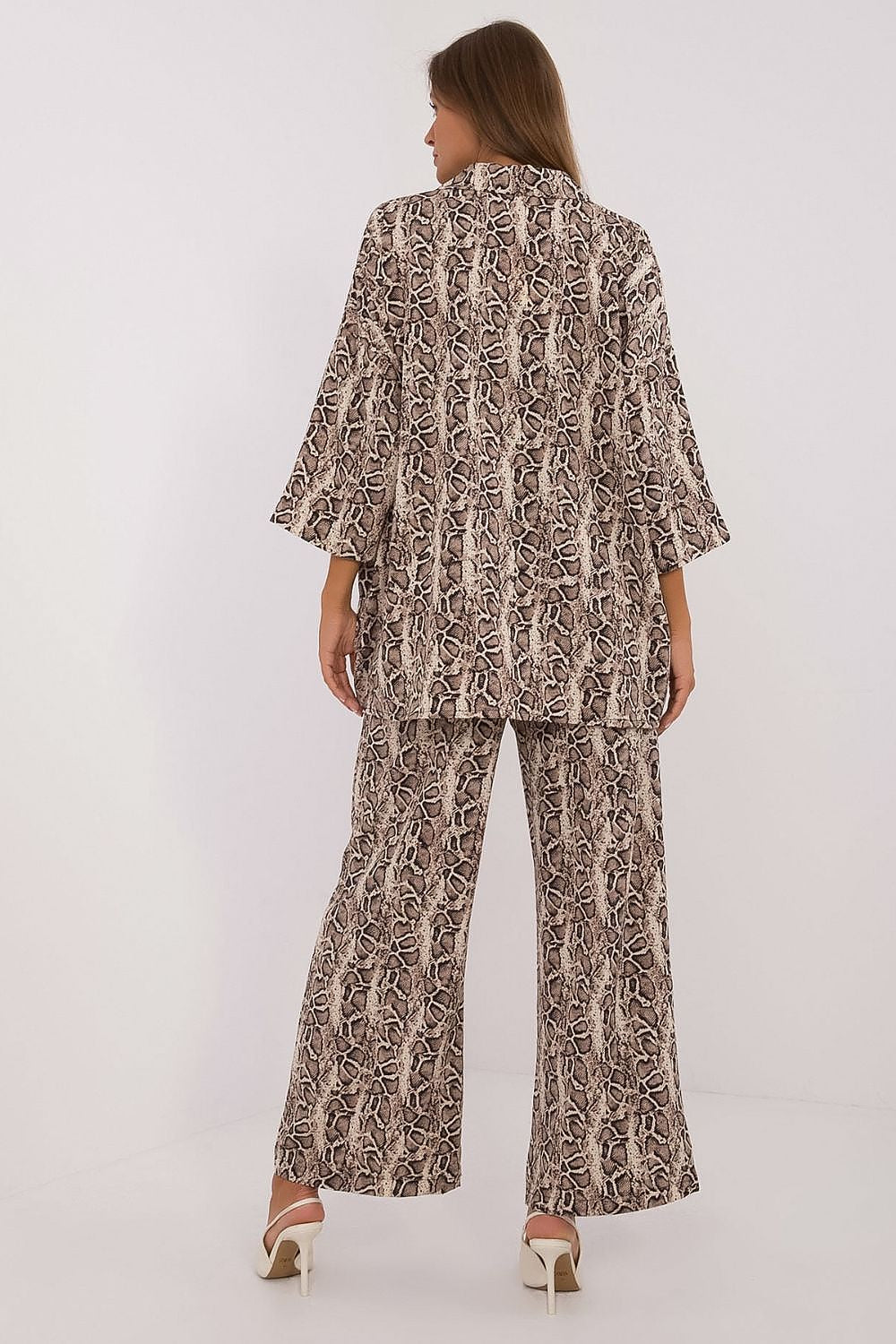 Dierenpatroon shirt met 3/4 mouwen en borstzak – Numoco Safari Chic Set