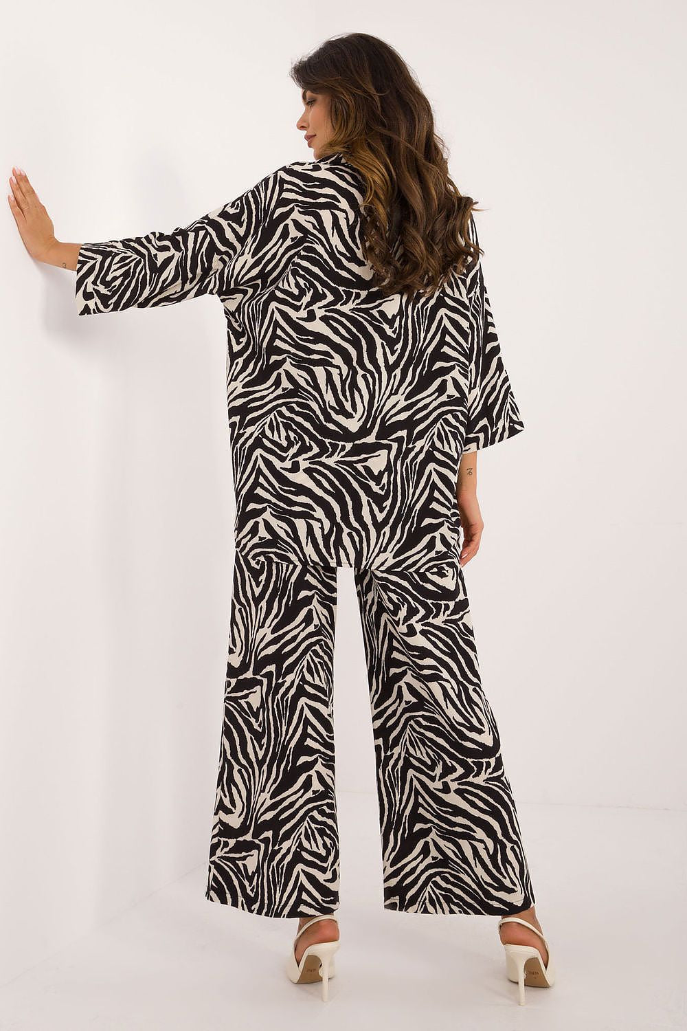 Dierenpatroon shirt met 3/4 mouwen en borstzak – Numoco Safari Chic Set