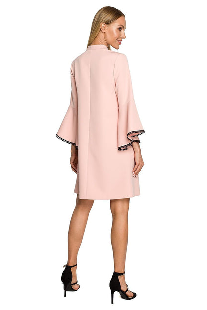 AuraLisse Trapeze Dress with Balloon Sleeves &amp; Delicate Ribbon | 169972 Moe