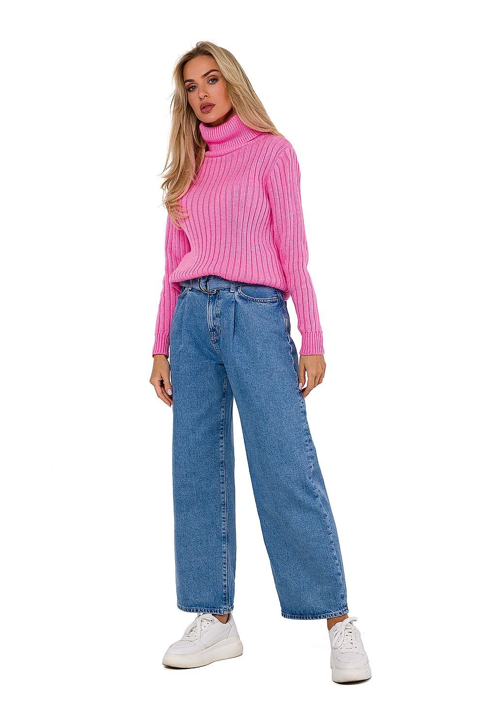 Varsovie Ribbed Elegance Golf Sweater - Geribde trui met halskraag en lange mouwen